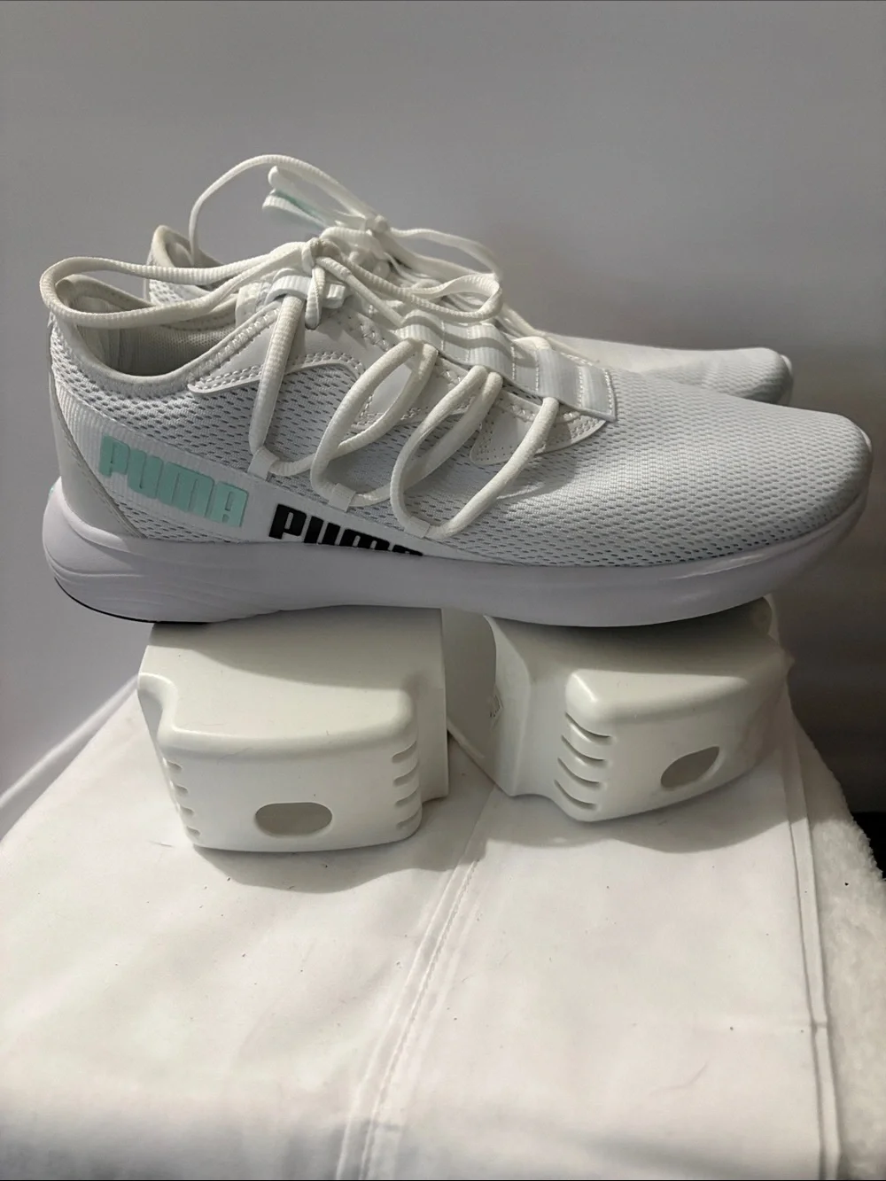 Puma All-White Lightweight Mesh Athletic Sneakers